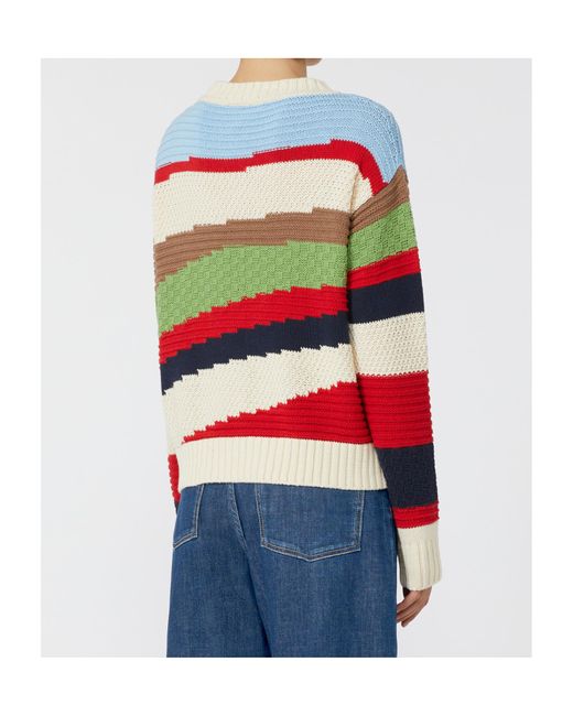 Max Mara Red Weekend Polo Color-Block Intarsia Knitted Jumper