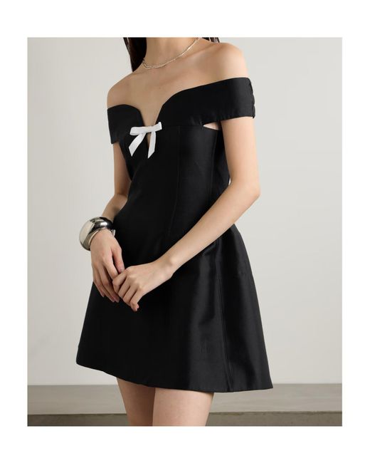 ShuShu/Tong Black Bow-Embellished Cutout Wool And Silk-Blend Mini Dress