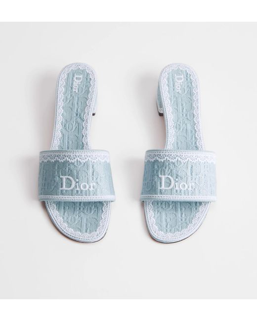 Dior White Dentelle Heeled Slide