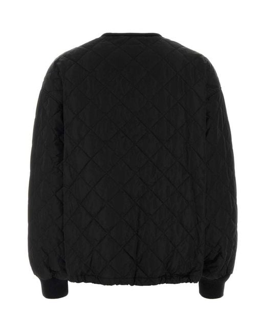 Prada Black Diamond-Quilted Zip Jacket