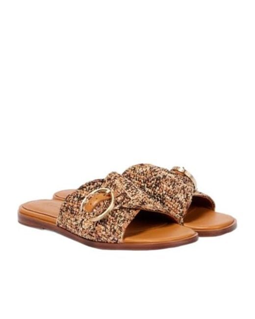Robert Clergerie Brown Irme Raffia Slides
