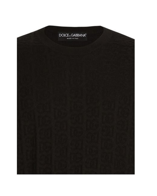 Dolce & Gabbana Black Dg Logo Jacquard Crewneck Knitted Jumper for men