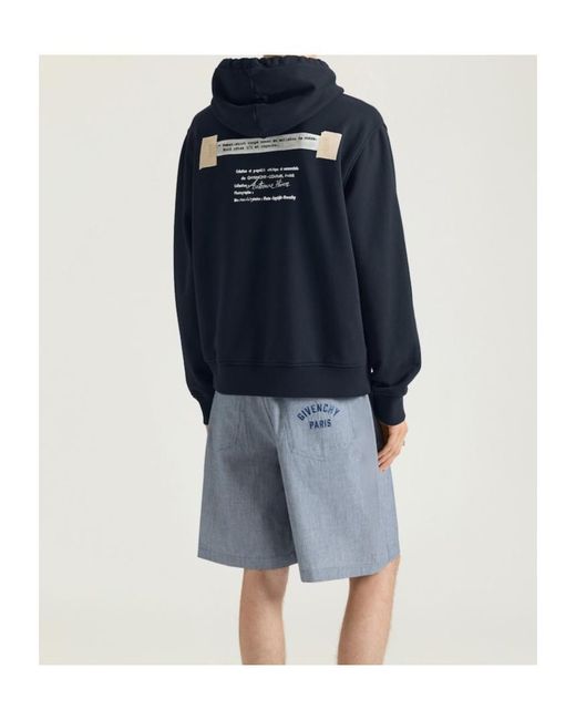 Givenchy Blue Logo Printed Drawstring Hoodie for men