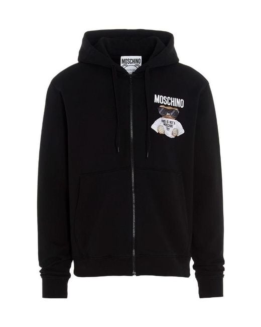 Moschino Black Toy Bear Print Hoodie for men
