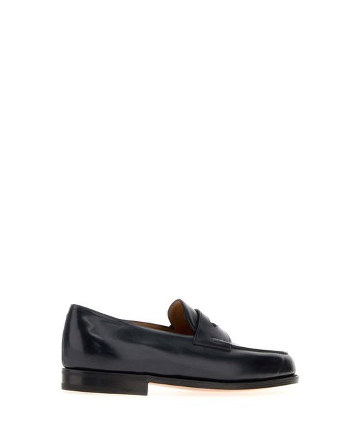 John Lobb Black Round-Toe Loafers for men