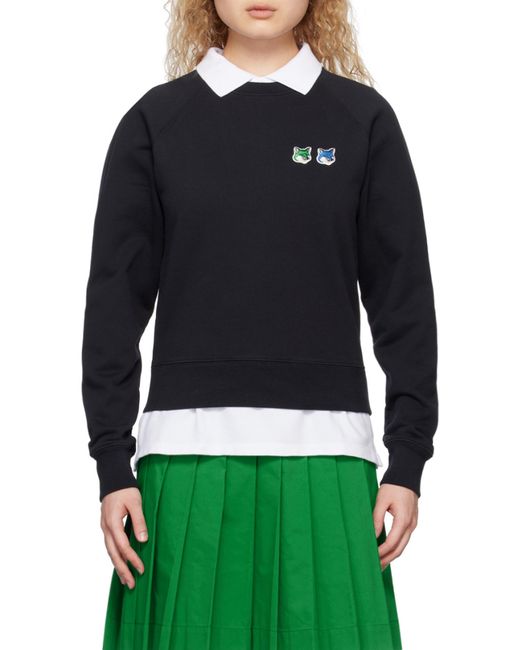 Maison Kitsuné Gray Logo-Patch Cotton Sweatshirt for men