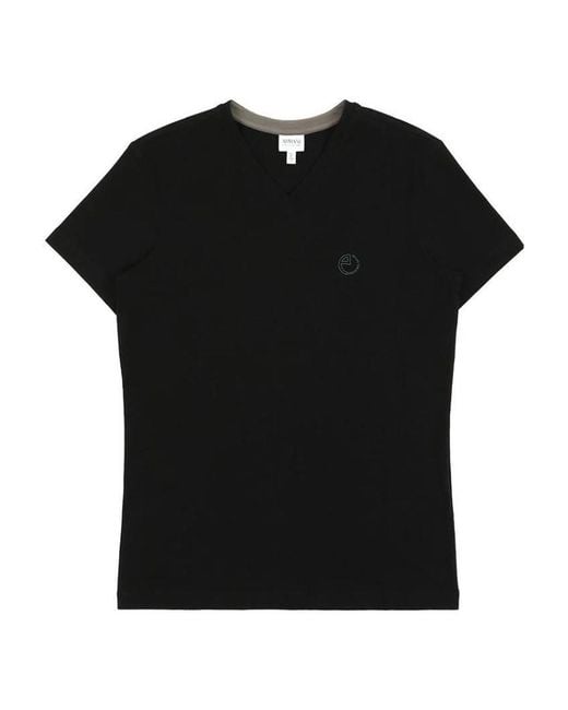 Armani Collezioni Black V-Neck Short-Sleeved T-Shirt for men