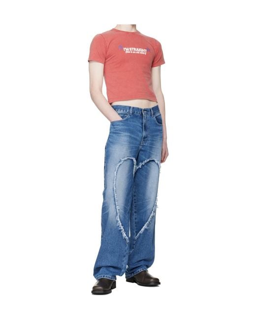 Carne Bollente Blue Crew Neck Short-Sleeved T-Shirt for men