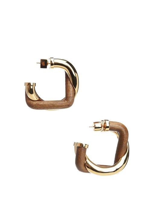 Jacquemus Metallic Twisted Design Square Hoop Earrings