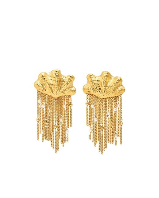 Chloé Metallic The Chloé Shells Fringed Drop Earrings