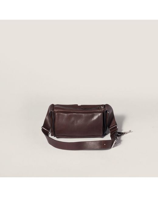 Miu Miu Brown Flap-Pockets Zipped Shoulder Bag