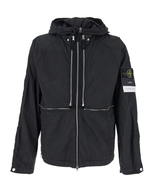 Stone Island Black Watro-Tc Convertible Jacket for men