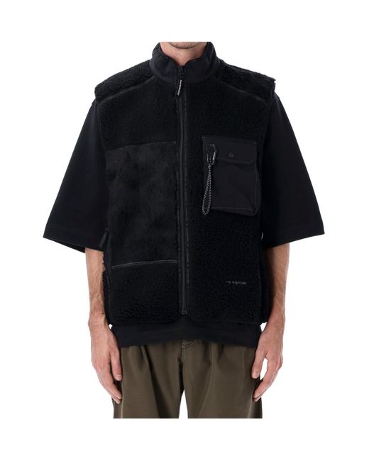And Wander Black Synthetic Fur Vest for men