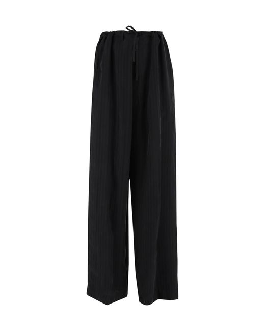 Balenciaga Black Drawstring Wide-Leg Trousers