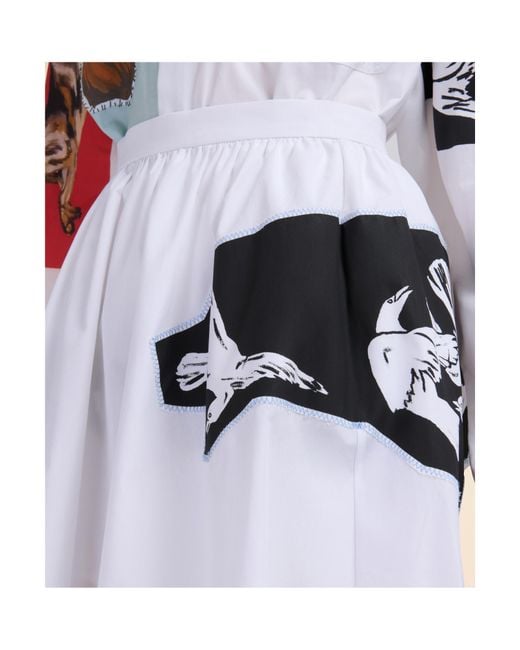 Marni White Poplin A-Line Skirt