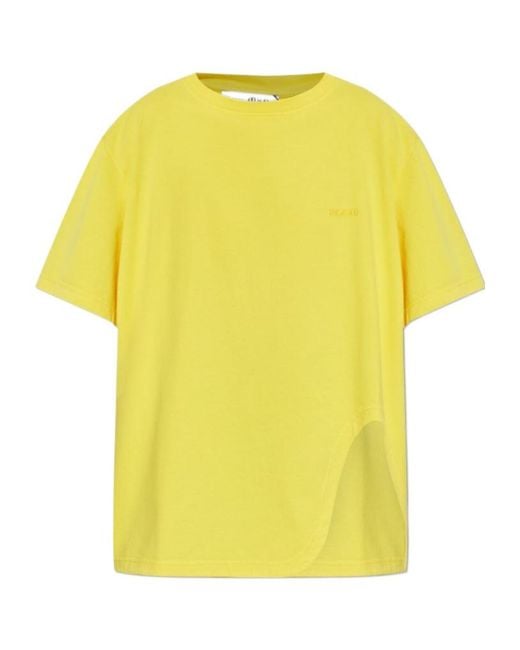 The Attico Yellow The Logo Embroidered Oversized Jersey T-Shirt