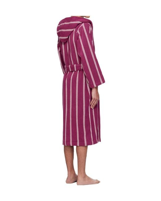 Tekla Red Hooded Bathrobe for men