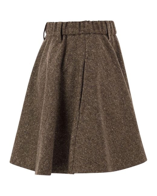 Brunello Cucinelli Brown Monili Donegal Mini Circle Skirt