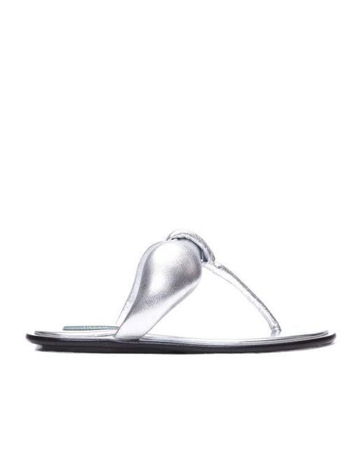Emilio Pucci White Metallic-Effect Thong Sandals