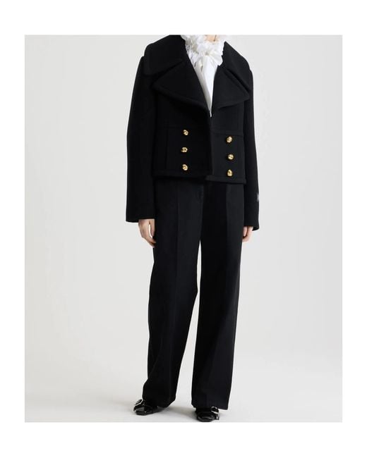Patou Black Collared Button-Up Jacket
