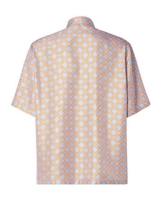 Fendi Pink Geometric-Print Short-Sleeve Shirt for men