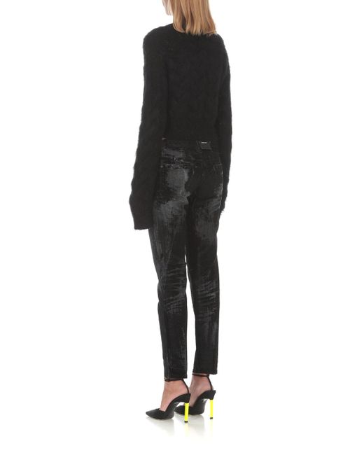 DSquared² Black Logo Plaque Brushed Effect Jumper