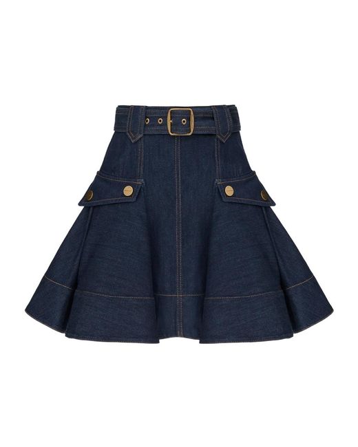 Zimmermann Blue Denim Skirt With Belt Loop