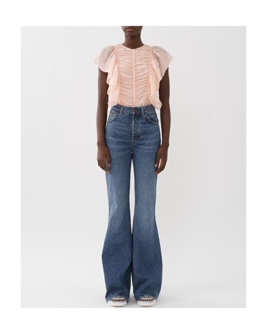 Chloé Pink Chloé Ruffled Ruched Top