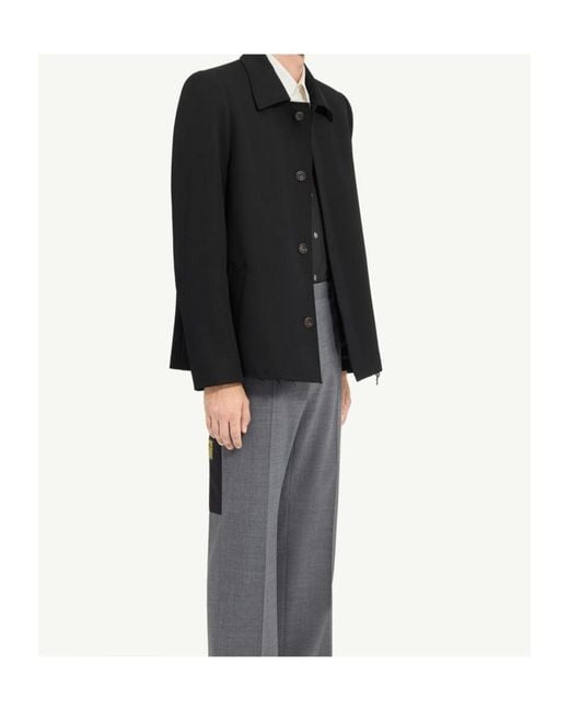 MM6 by Maison Margiela Black Frayed-Hem Shirt Jacket for men