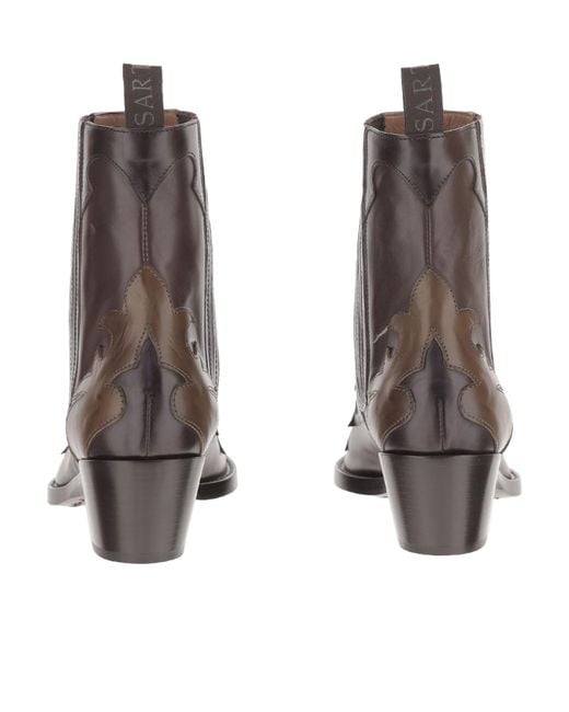 Sartore Brown Western Ankle Boots