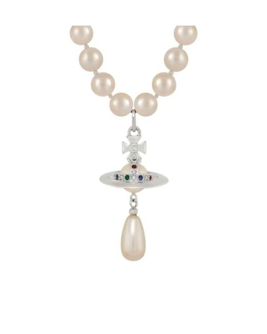 Vivienne Westwood White One Row Pearl Drop Choker