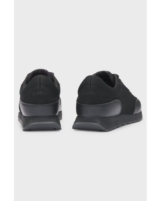 Boss Black Mesh-Panelled Lace-Up Sneakers for men