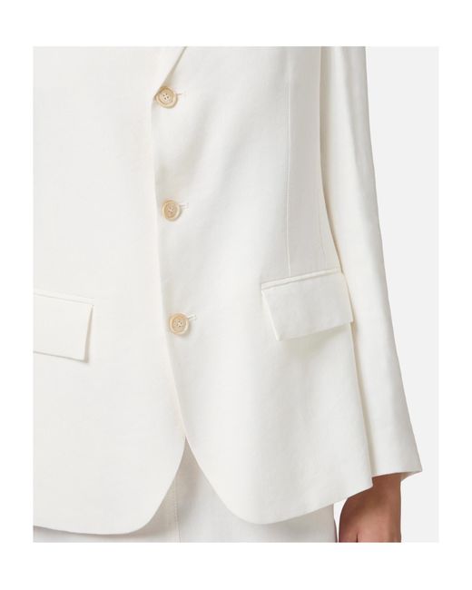 Elisabetta Franchi White Linen-Blend Gabardine Jacket