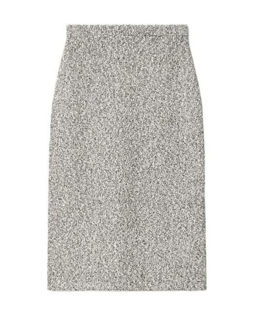 Tory Burch Gray Elastic Waistband Tweed Midi Skirt