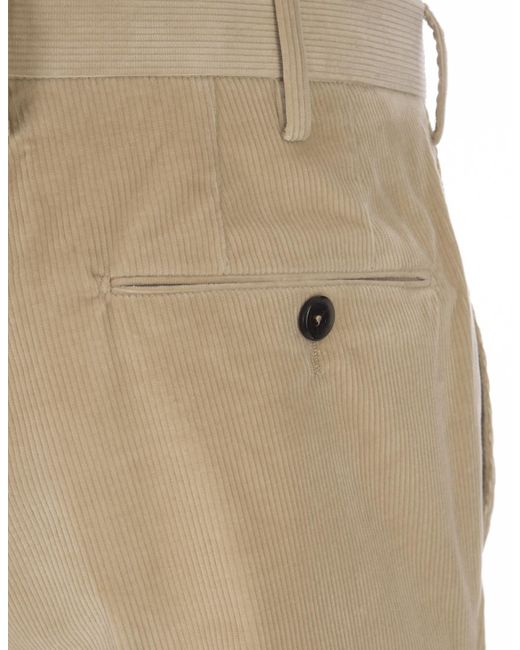 Pt Pantaloni Natural Pt Torino Corduroy Straight Leg Trousers for men