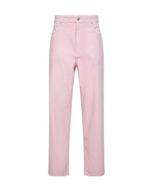 Marni Pink Logo Patch Straight Leg Jeans