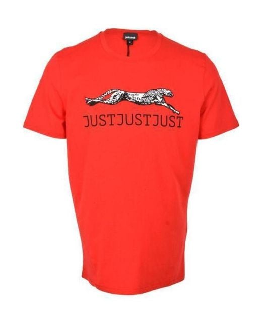 Just Cavalli Red Print Short Sleeve T-Shirt for men