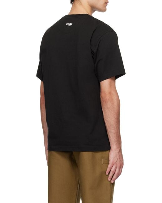KENZO Black Pop-Embroidered T-Shirt for men