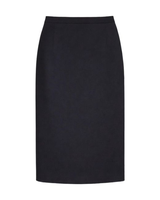 Max Mara Blue Jupe Motre Laine Stretch Noir