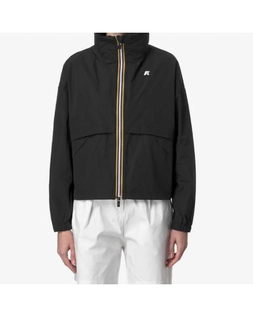 K-Way Black Foldable Hood Waterproof Hooded Jacket