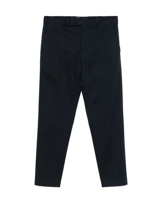 PT01 Blue Pleated Zipper Casual Pants for men