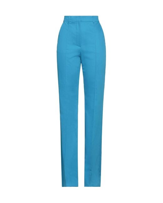 Sportmax Blue Solid Color Stretch Straight-Leg Pants