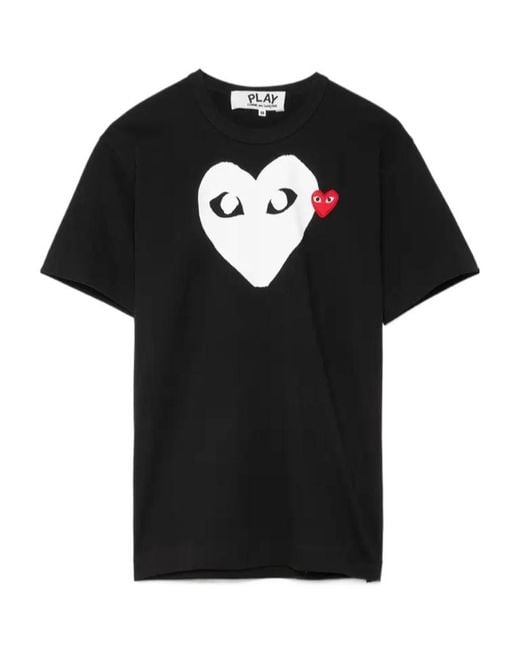 COMME DES GARÇONS PLAY Black Heart-Print Cotton T-Shirt for men