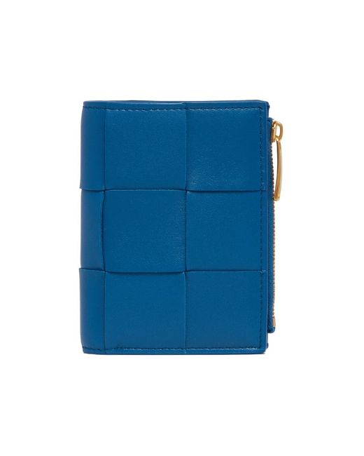 Bottega Veneta Blue Double Fold Zipper Purse