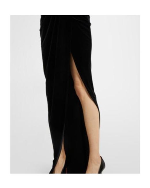 Alex Perry Black Asymmetric Velvet Bustier Gown
