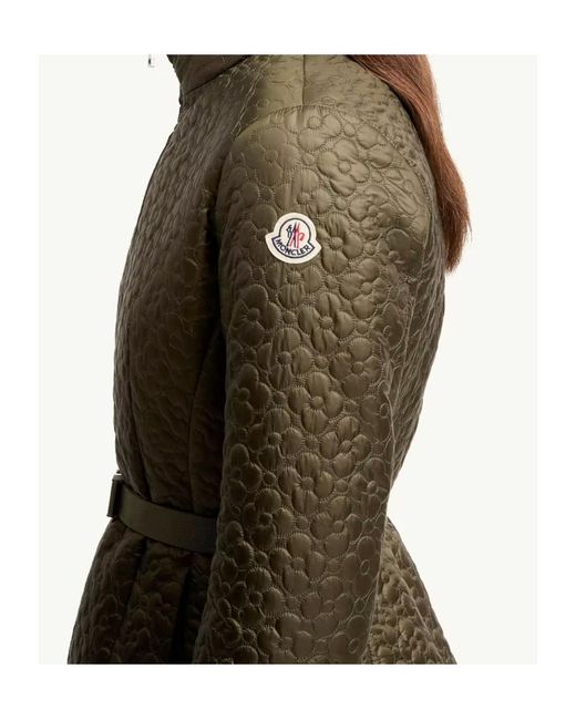 Moncler Green Geranium Floral-Quilted Short Down Jacket