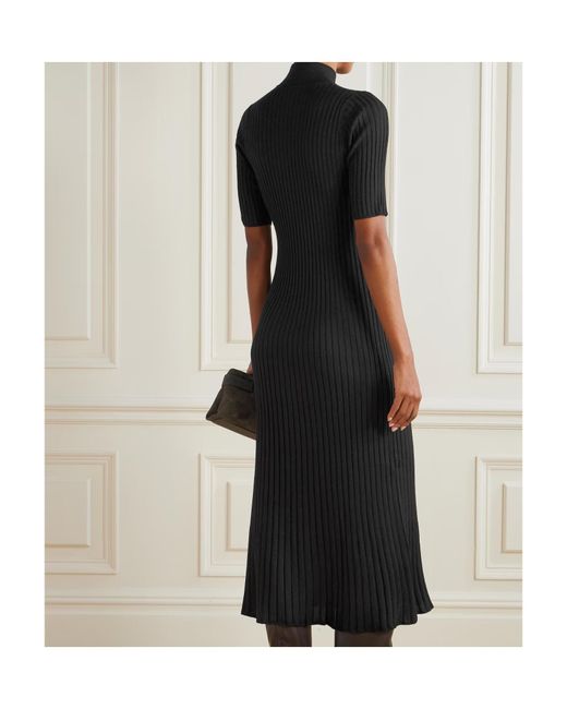 Brunello Cucinelli Black High-Neck Short-Sleeved Dress