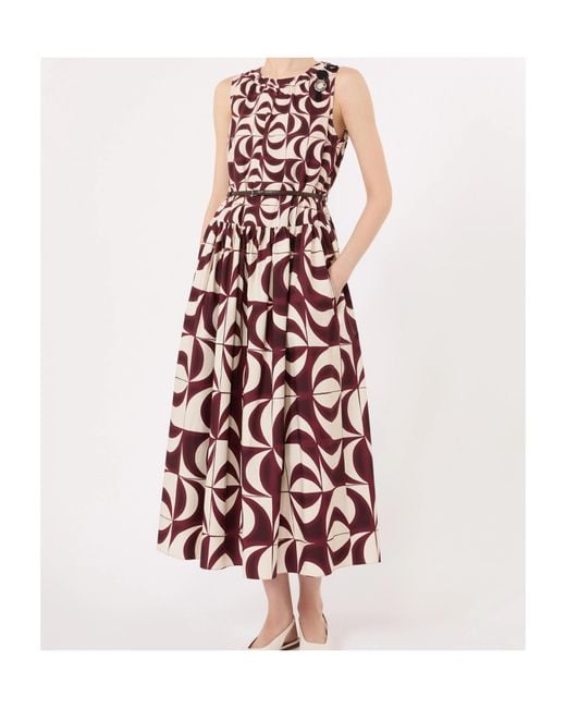 Max Mara Red Round Neck Sleeveless Dress
