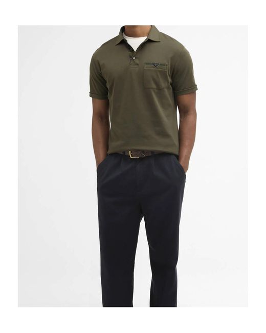 Barbour Green Corpatch Tailored Short-Sleeved Polo Shirt for men