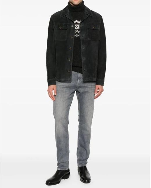 Eleventy Black Turtleneck Jacquard Sweater for men